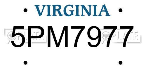 5PM7977 Virginia License Plate
