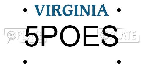 5POES Virginia License Plate
