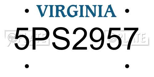 5PS2957 Virginia License Plate