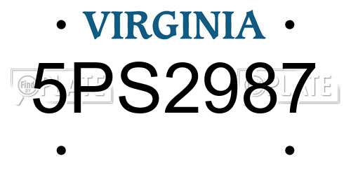 5PS2987 Virginia License Plate