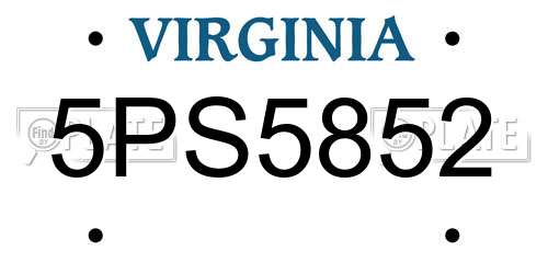 5PS5852 Virginia License Plate