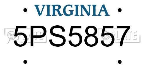 5PS5857 Virginia License Plate