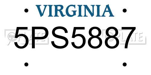 5PS5887 Virginia License Plate