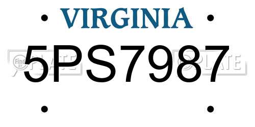 5PS7987 Virginia License Plate