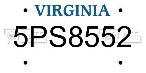 5PS8552 Virginia License Plate