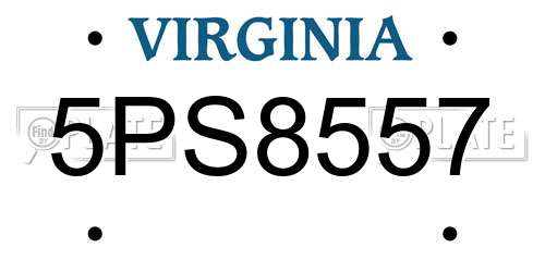 5PS8557 Virginia License Plate