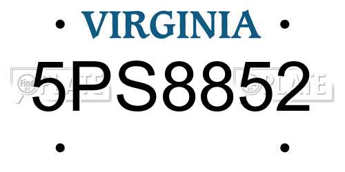 5PS8852 Virginia License Plate