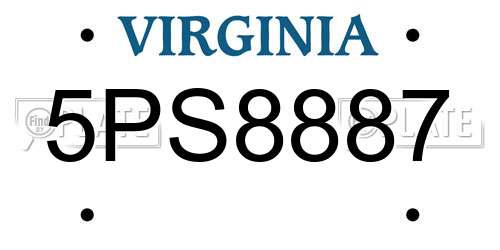 5PS8887 Virginia License Plate