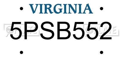 5PSB552 Virginia License Plate