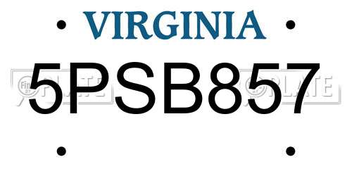 5PSB857 Virginia License Plate