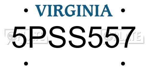 5PSS557 Virginia License Plate