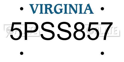 5PSS857 Virginia License Plate