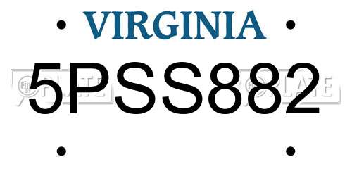 5PSS882 Virginia License Plate