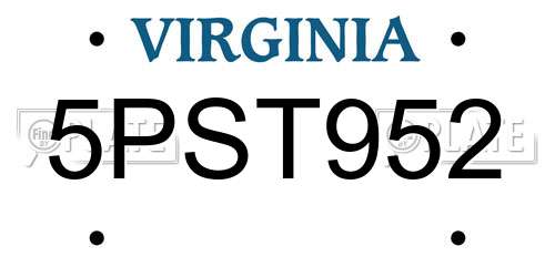 5PST952 Virginia License Plate