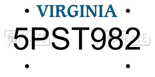 5PST982 Virginia License Plate