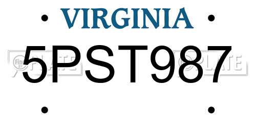 5PST987 Virginia License Plate