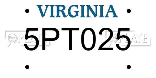 5PT025 Virginia License Plate