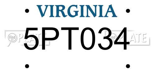 5PT034 Virginia License Plate