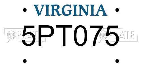 5PT075 Virginia License Plate