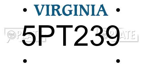 5PT239 Virginia License Plate