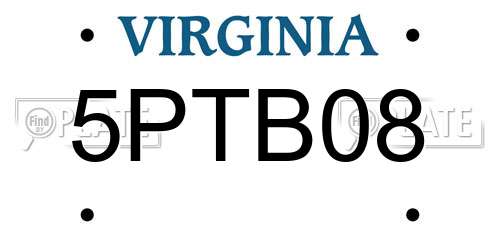 5PTB08 Virginia License Plate