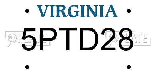 5PTD28 Virginia License Plate