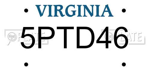 5PTD46 Virginia License Plate