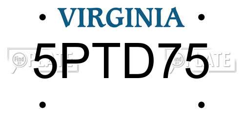 5PTD75 Virginia License Plate