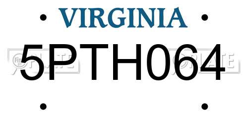 5PTH064 Virginia License Plate