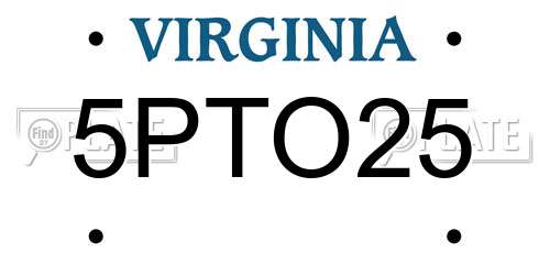 5PTO25 Virginia License Plate