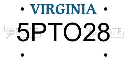5PTO28 Virginia License Plate
