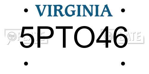 5PTO46 Virginia License Plate