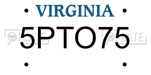 5PTO75 Virginia License Plate