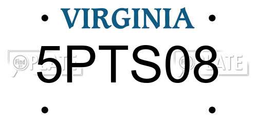5PTS08 Virginia License Plate