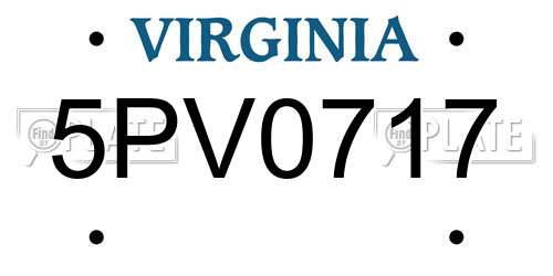 5PV0717 Virginia License Plate