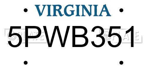 5PWB351 Virginia License Plate