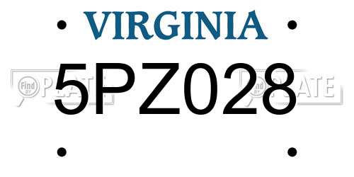 5PZ028 Virginia License Plate
