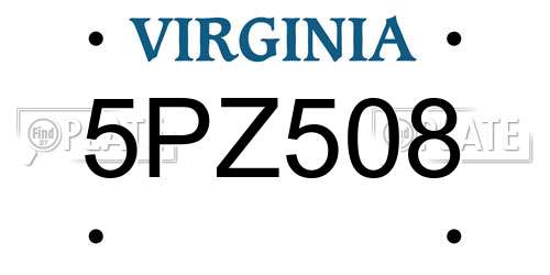 5PZ508 Virginia License Plate