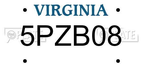 5PZB08 Virginia License Plate