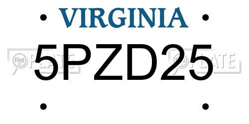5PZD25 Virginia License Plate