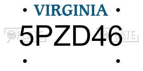 5PZD46 Virginia License Plate