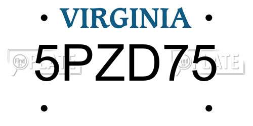 5PZD75 Virginia License Plate
