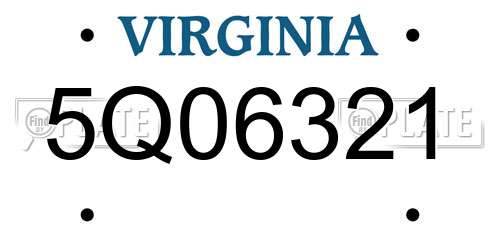 5Q06321 Virginia License Plate