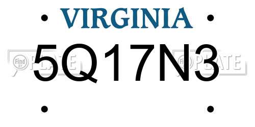 5Q17N3 Virginia License Plate