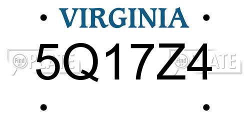 5Q17Z4 Virginia License Plate