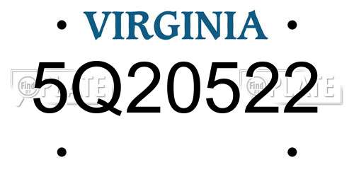 5Q20522 Virginia License Plate