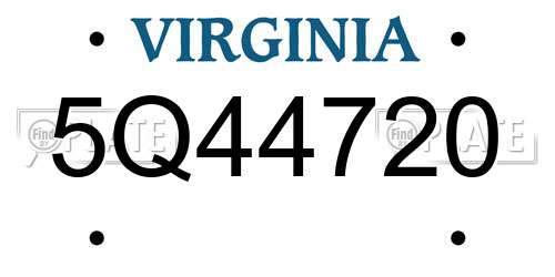 5Q44720 Virginia License Plate