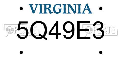 5Q49E3 Virginia License Plate