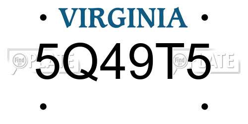 5Q49T5 Virginia License Plate