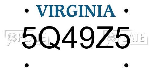 5Q49Z5 Virginia License Plate
